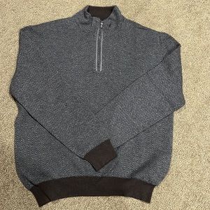 LUCIANO BARBERA 💯 % CASHMERE grey brown quarter zip size 56 Italian US XL/XXL